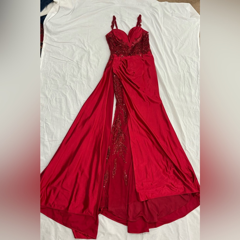 Long red prom dress. Size 6.